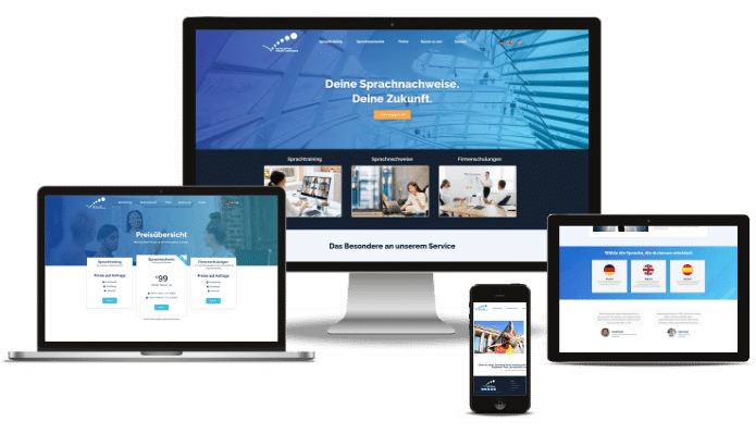 Webdesign für Online-Lernplattform – digitale Kurse für Englisch und Fremdsprachen mit Zertifizierungssystem